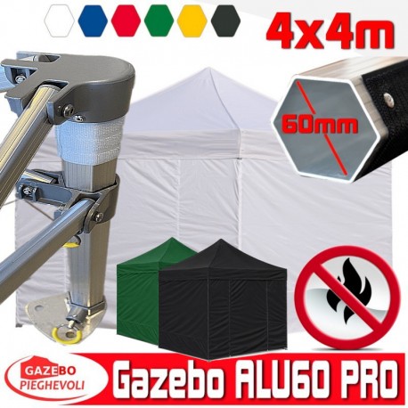 Gazebo ALLUMINIO 4x4m  PIEGHEVOLE PORTATILE pvc ALLUMINIO 60MM