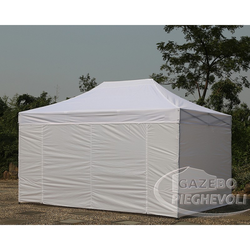 Gazebo pieghevole 3 x 3 metri portatile bianco Verdelook