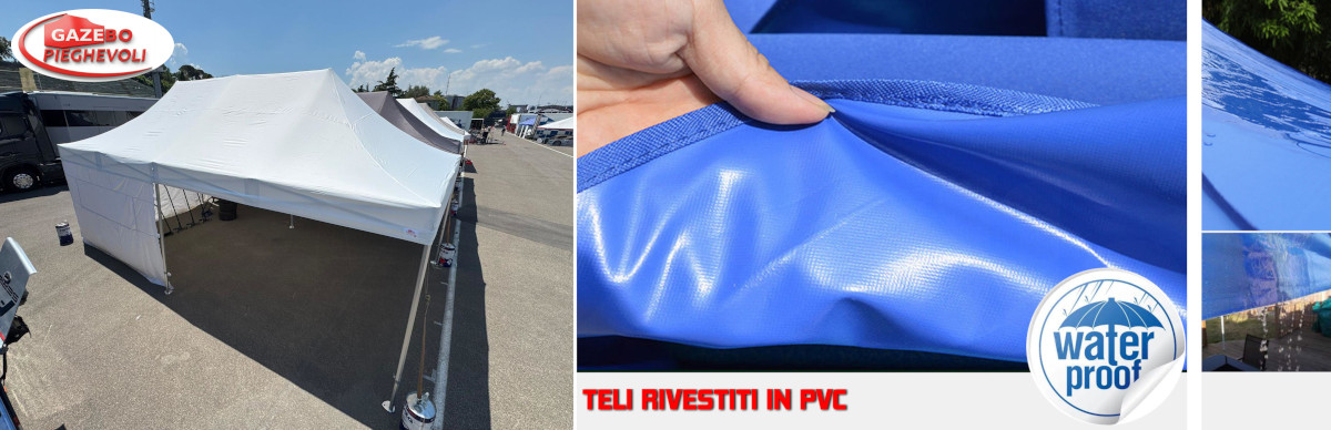 gazebo pieghevole con telo spalmato in pvc impermeabile